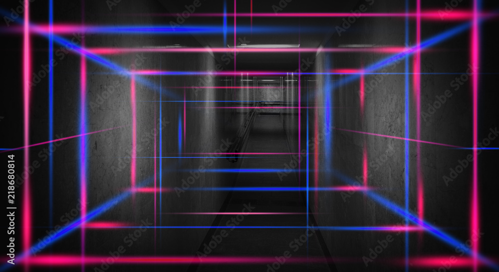 Abstract black background with neon lights, lines and lights. Background of an empty dark room with neon light Abstract black background with neon lights, lines and lights. Background of an empty dark room with neon light