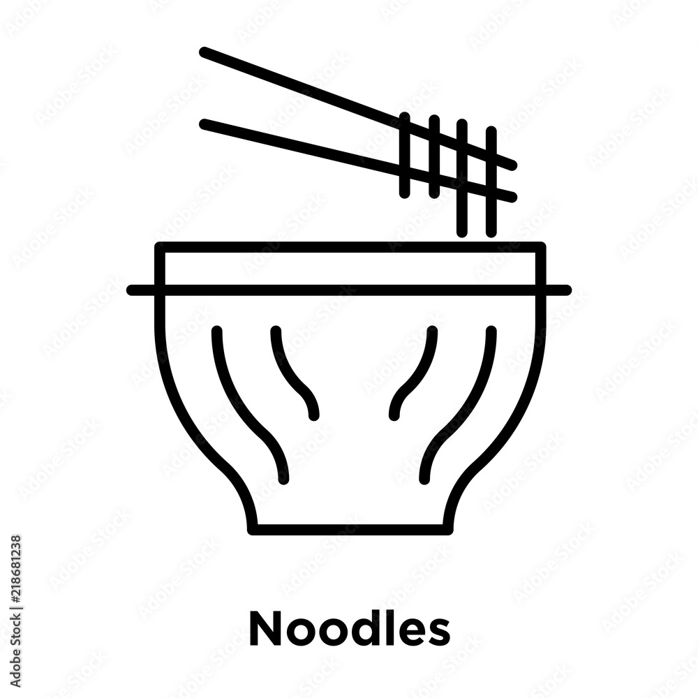 Noodles icon vector isolated on white background, Noodles sign , thin line design elements in outline style Noodles icon vector isolated on white background, Noodles sign , thin line design elements in outline style