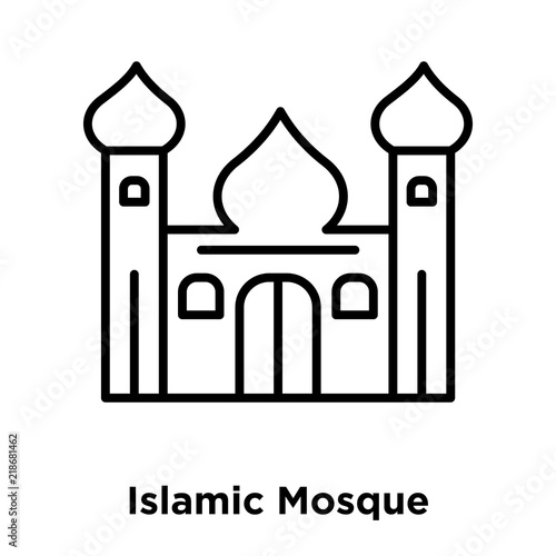 Islamic Mosque icon vector isolated on white background, Islamic Mosque sign , thin line design elements in outline style
