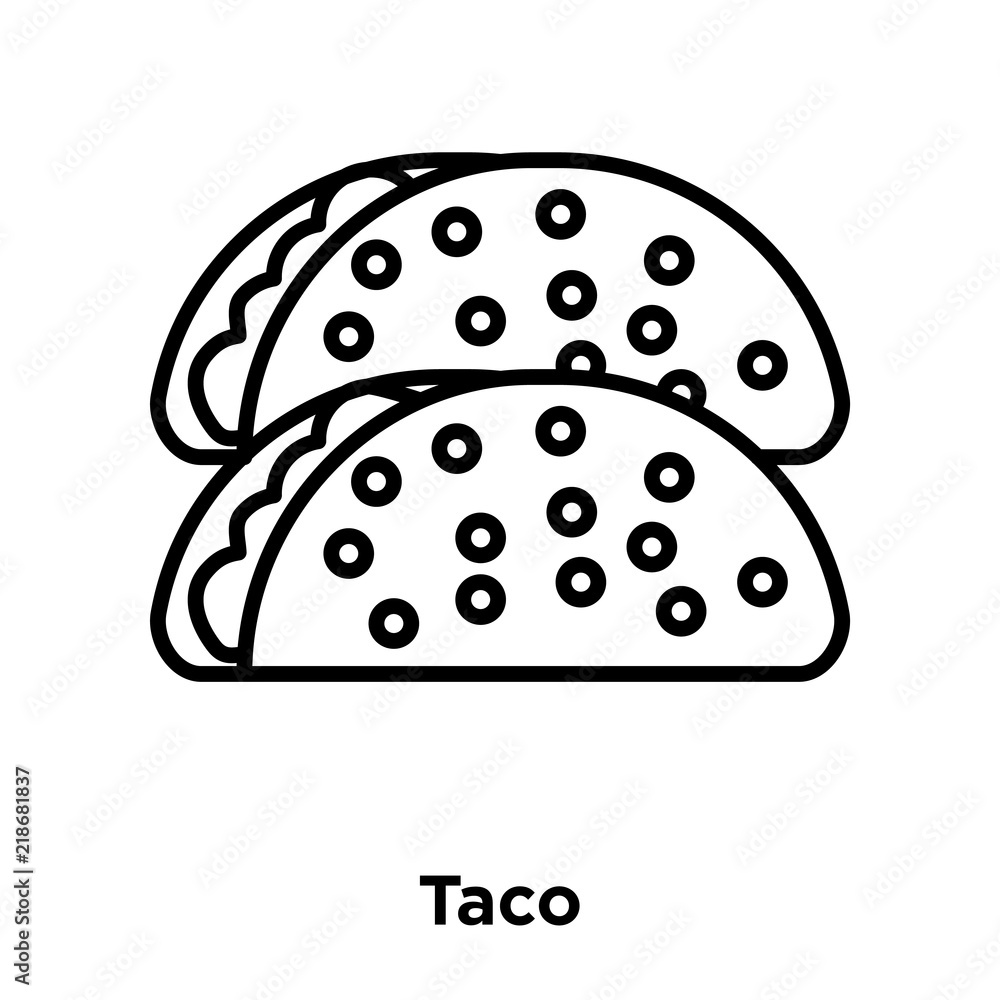 Taco icon vector isolated on white background, Taco sign , thin line design elements in outline style Taco icon vector isolated on white background, Taco sign , thin line design elements in outline style