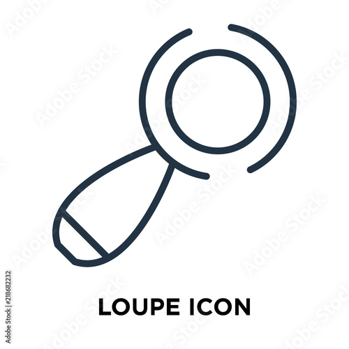 Loupe icon vector isolated on white background, Loupe sign , line symbol or linear element design in outline style