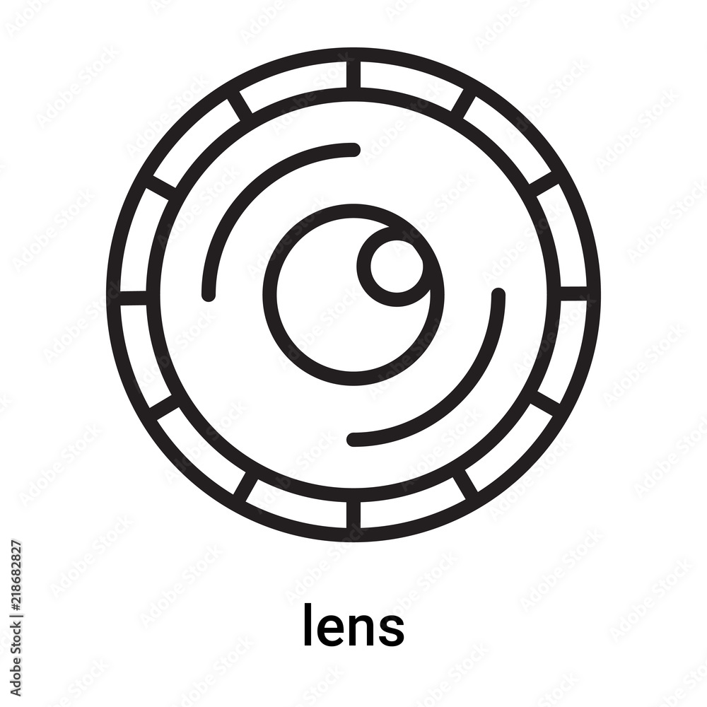 lens icon vector isolated on white background, lens sign , line or linear symbol and sign design in outline style lens icon vector isolated on white background, lens sign , line or linear symbol and sign design in outline style