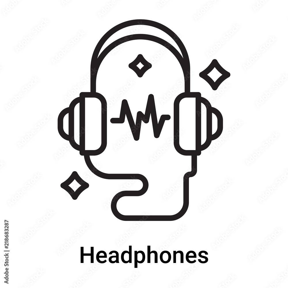 Headphones icon vector isolated on white background, Headphones sign , line or linear symbol and sign design in outline style Headphones icon vector isolated on white background, Headphones sign , line or linear symbol and sign design in outline style