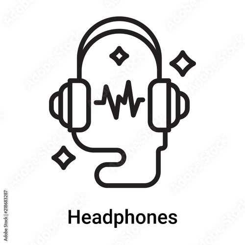 Headphones icon vector isolated on white background, Headphones sign , line or linear symbol and sign design in outline style