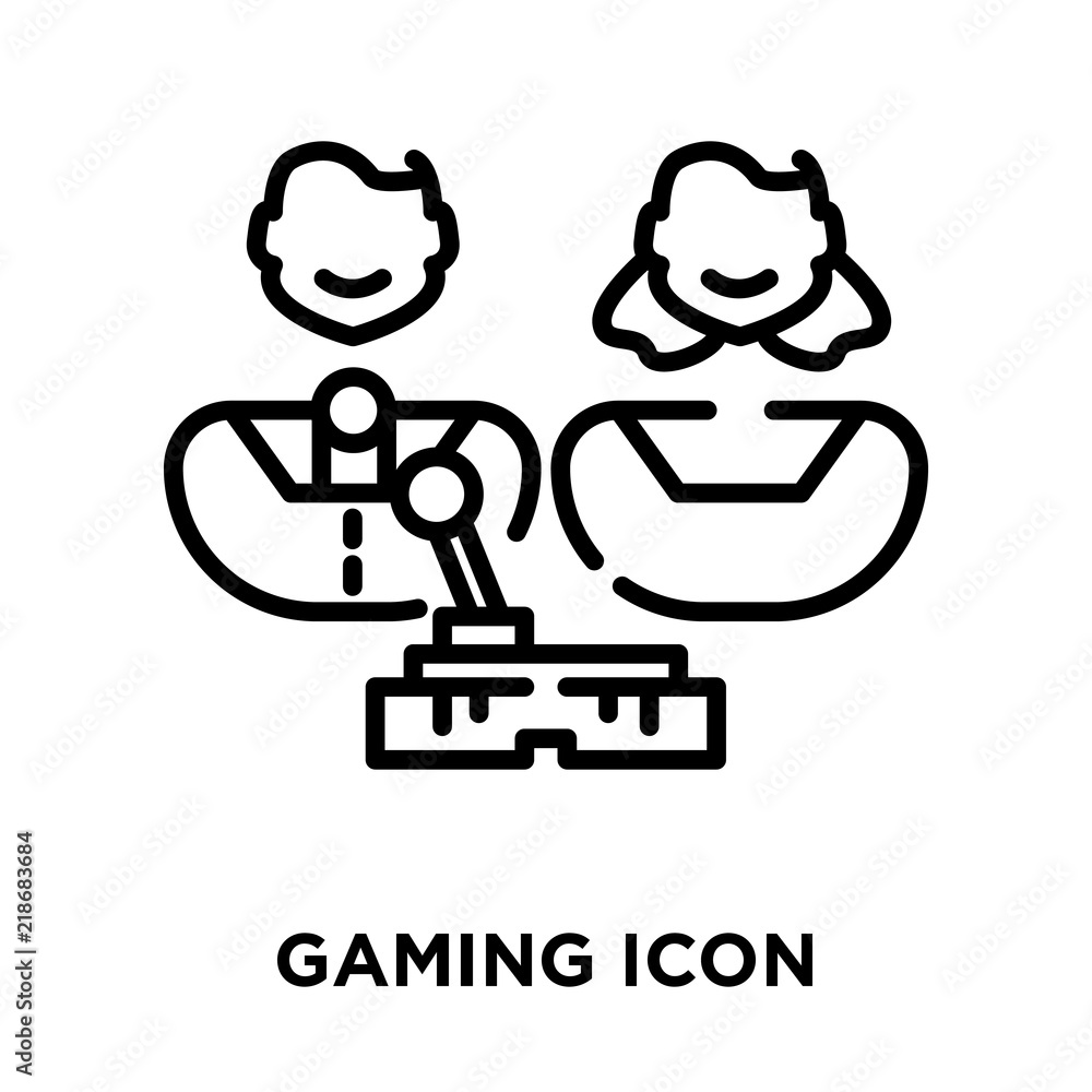 Gaming icon vector isolated on white background, Gaming sign , line symbol or linear element design in outline style Gaming icon vector isolated on white background, Gaming sign , line symbol or linear element design in outline style