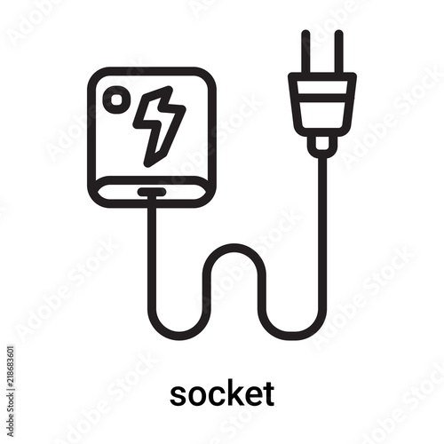 socket icon vector isolated on white background, socket sign , line or linear symbol and sign design in outline style