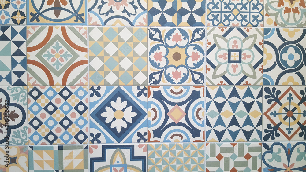 ceramic decorative tiles azulejos patterns from Portugal