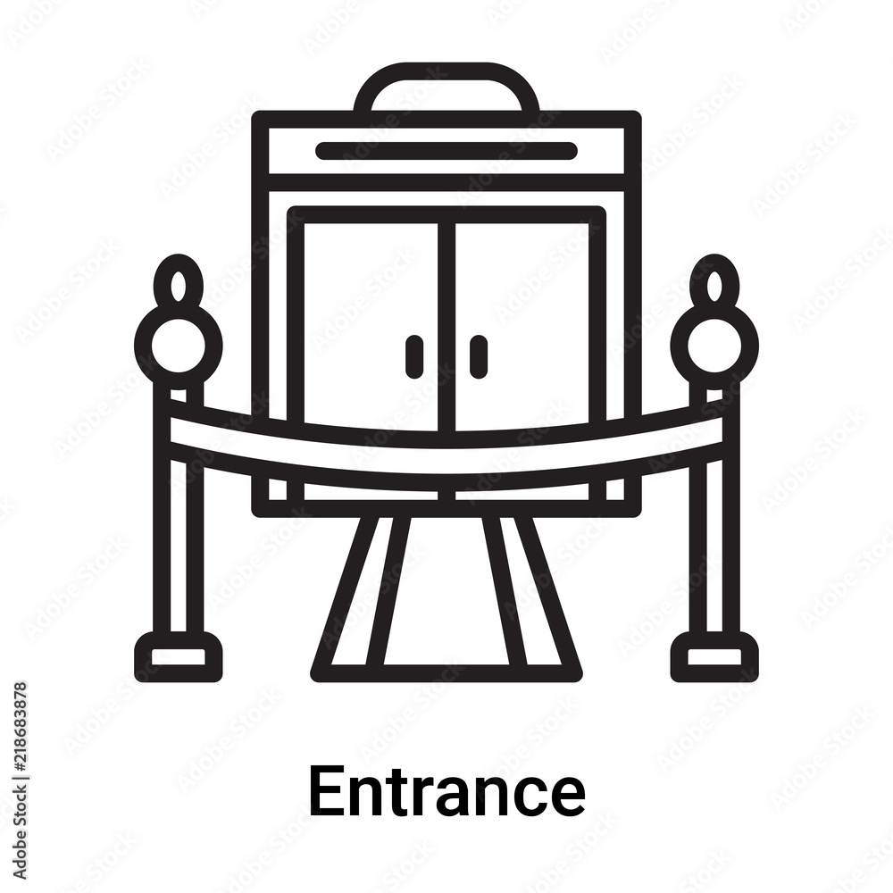 Naklejka premium Entrance icon vector isolated on white background, Entrance sign , line or linear symbol and sign design in outline style