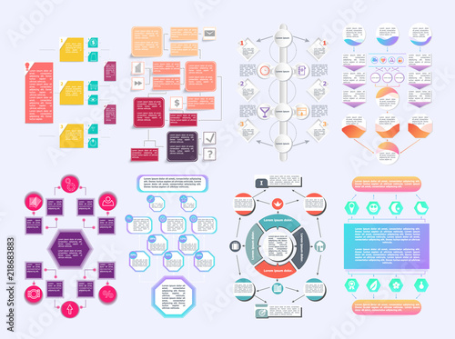set of flowchart elements different arrows for creating personalized charts. Abstract infographics. Vector business template for presentation