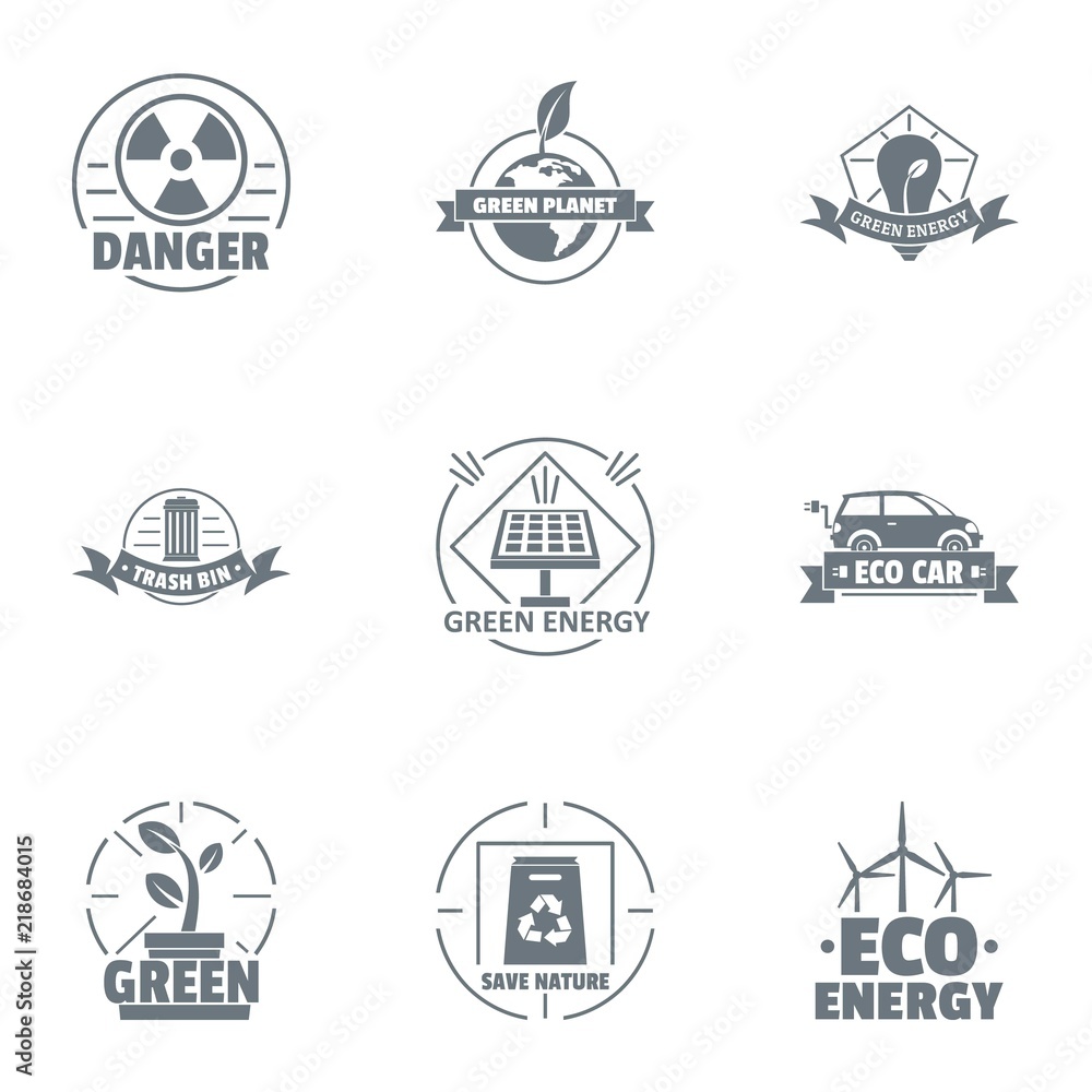 ECO dangers logo set. Simple set of 9 ECO dangers vector logo for web isolated on white background ECO dangers logo set. Simple set of 9 ECO dangers vector logo for web isolated on white background