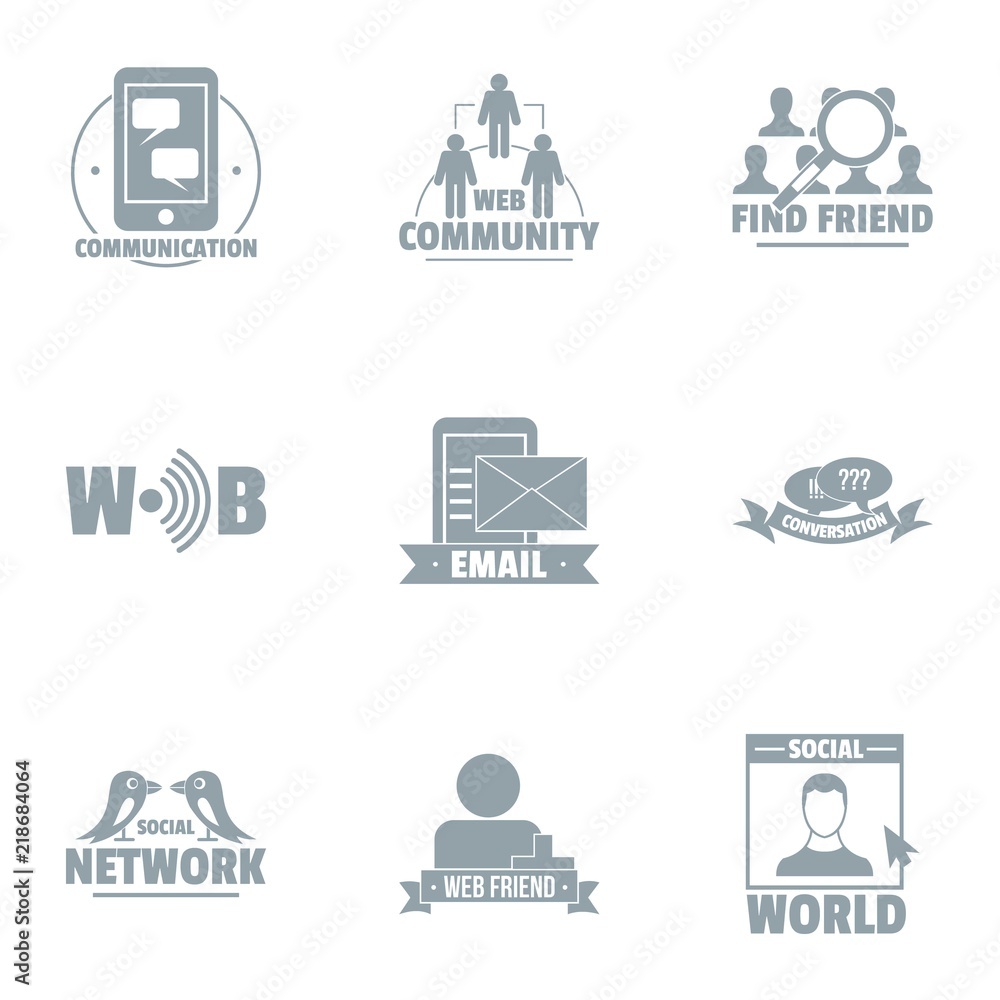 Meshwork logo set. Simple set of 9 meshwork vector logo for web isolated on white background