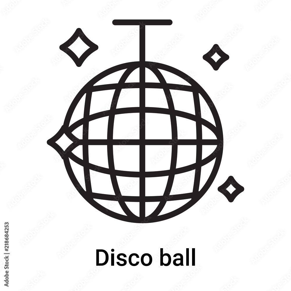 Disco ball icon vector isolated on white background, Disco ball sign , line or linear symbol and sign design in outline style