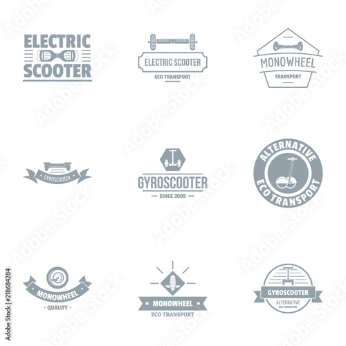Electric scooter logo set. Simple set of 9 electric scooter vector logo for web isolated on white background photo
