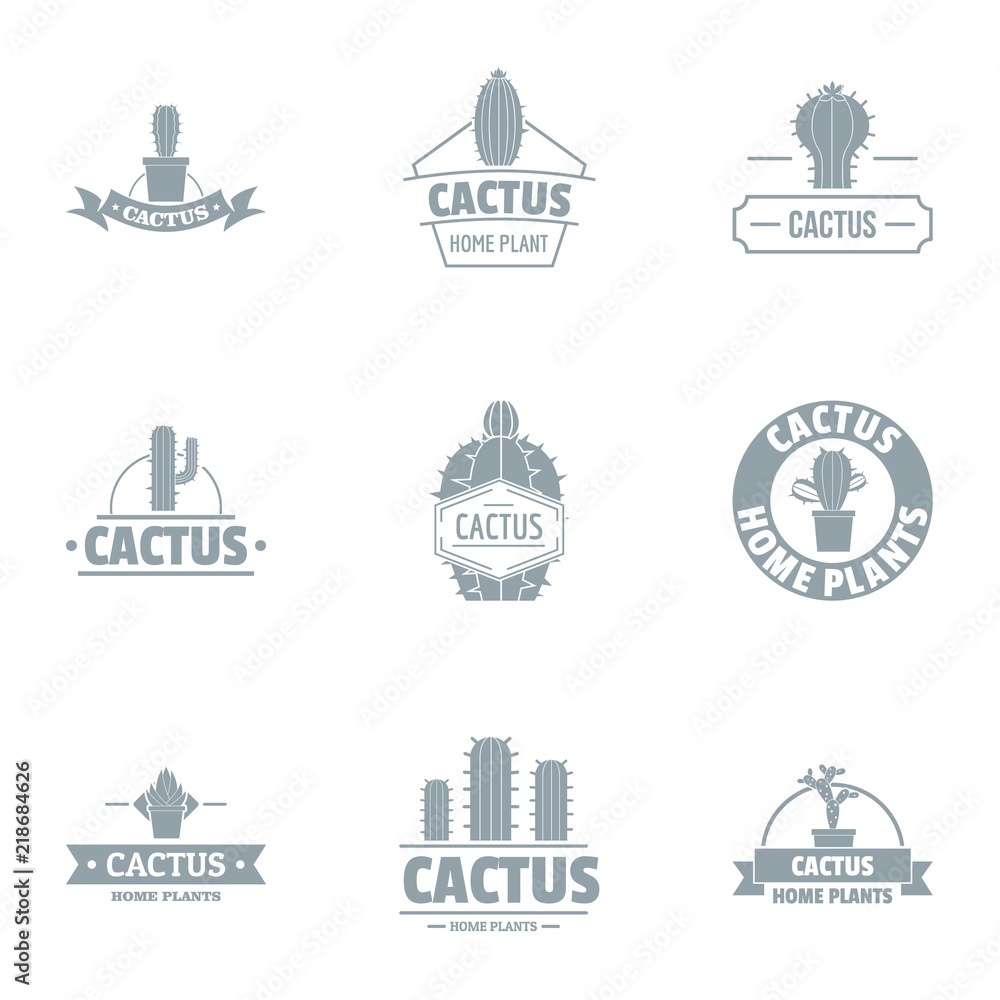 Fototapeta premium Desert flower logo set. Simple set of 9 desert flower vector logo for web isolated on white background