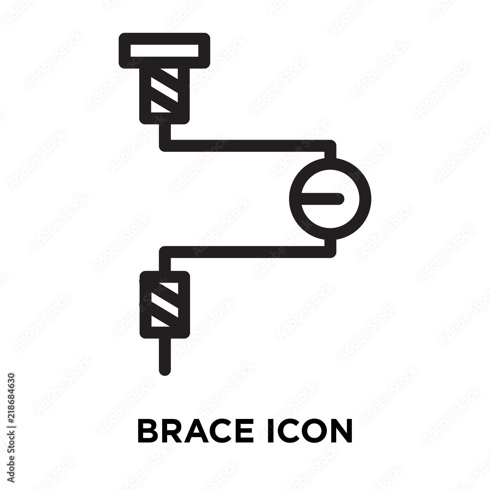 Brace icon vector isolated on white background, Brace sign , line symbol or linear element design in outline style Brace icon vector isolated on white background, Brace sign , line symbol or linear element design in outline style