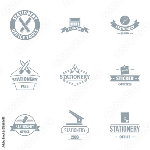 Office tool logo set. Simple set of 9 office tool vector logo for web isolated on white background