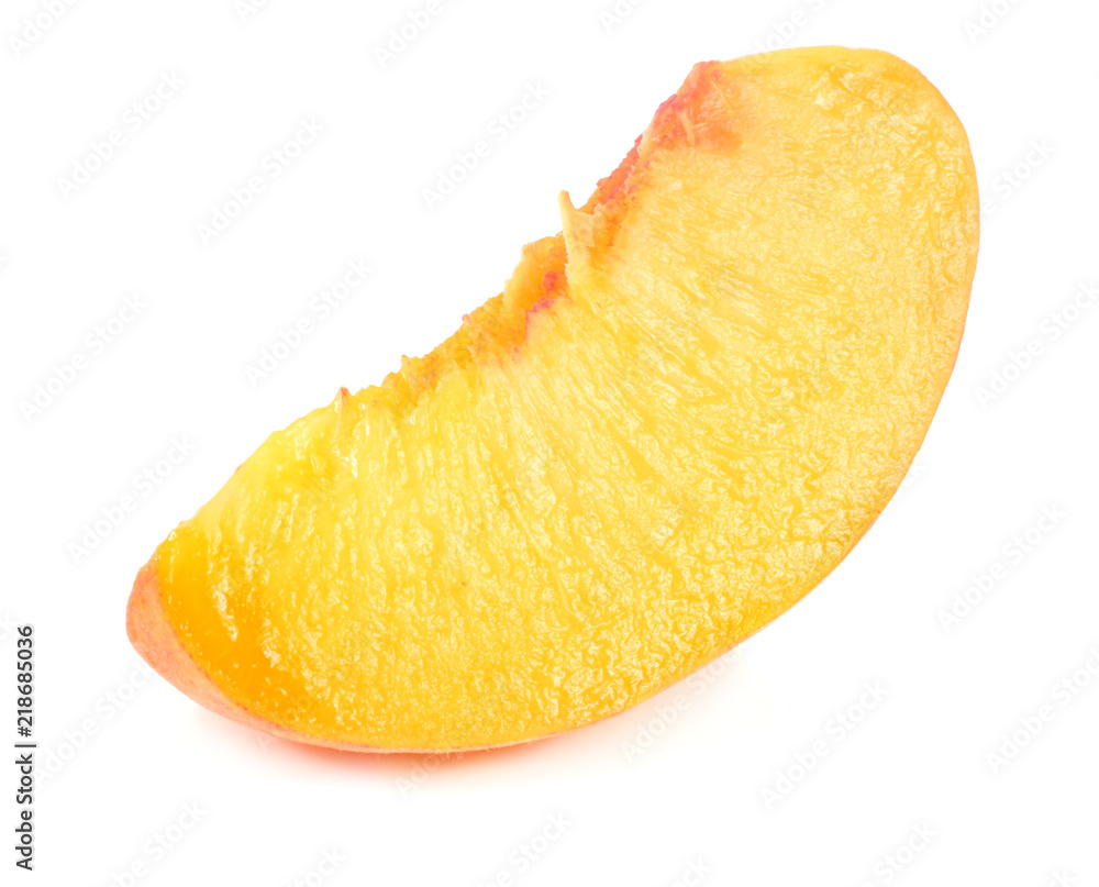 peach fruit slice isolated on white background peach fruit slice isolated on white background