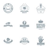 Virt real logo set. Simple set of 9 virt real vector logo for web isolated on white background