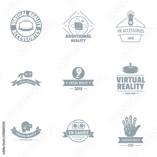 Virt real logo set. Simple set of 9 virt real vector logo for web isolated on white background
