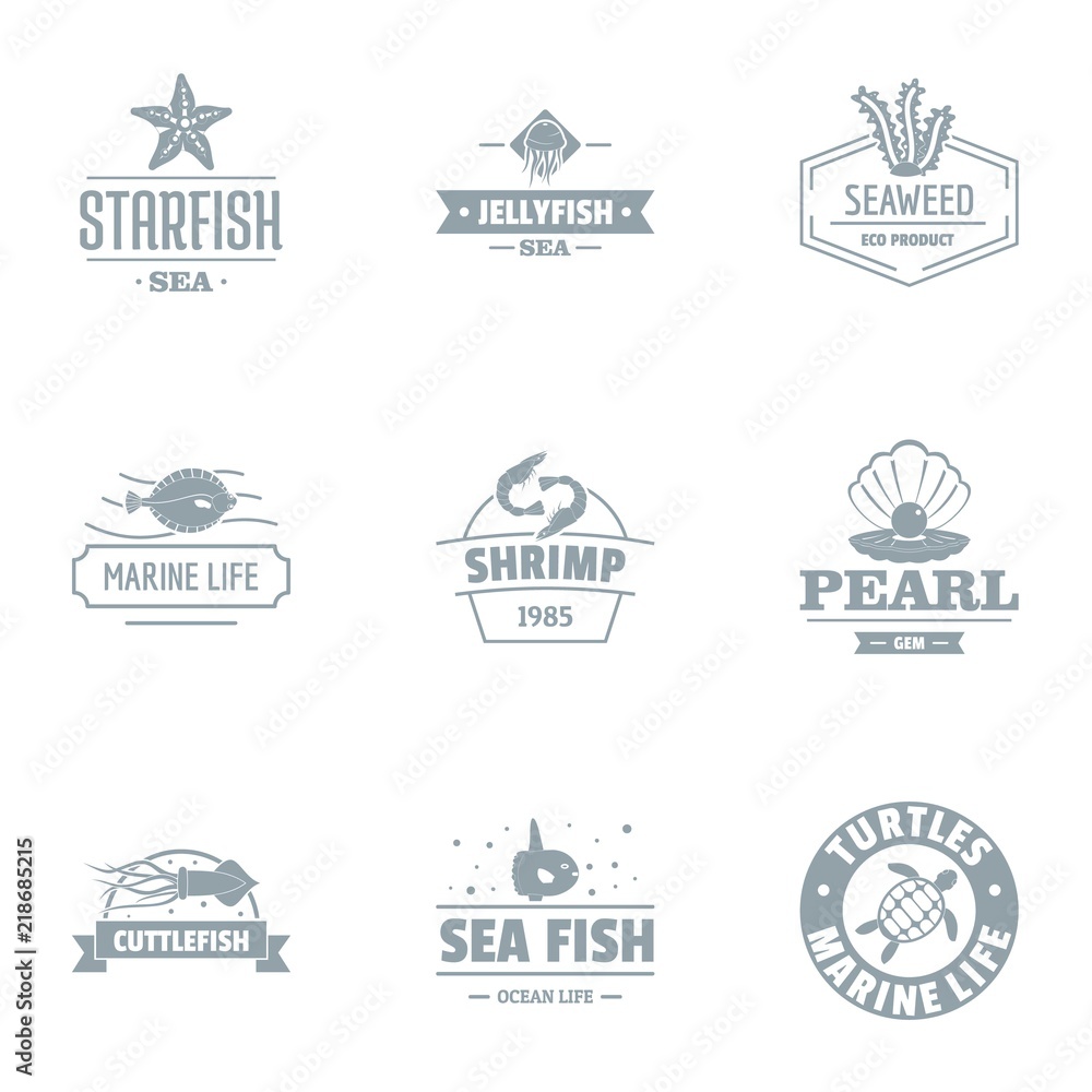 Starfish logo set. Simple set of 9 starfish vector logo for web isolated on white background Starfish logo set. Simple set of 9 starfish vector logo for web isolated on white background