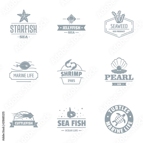 Starfish logo set. Simple set of 9 starfish vector logo for web isolated on white background