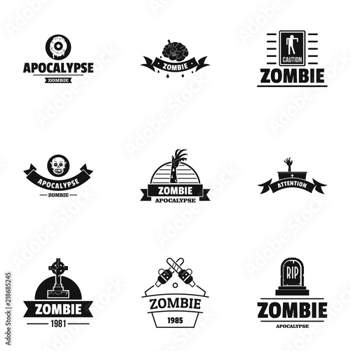 Zombie way logo set. Simple set of 9 zombie way vector logo for web isolated on white background