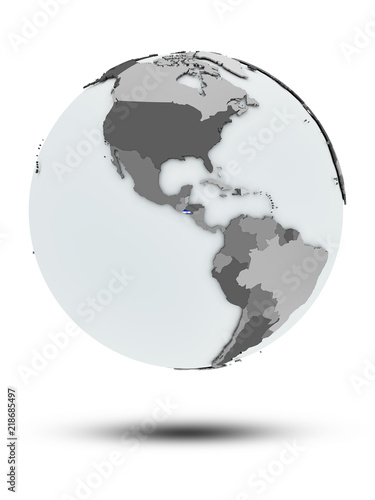 El Salvador on political globe isolated