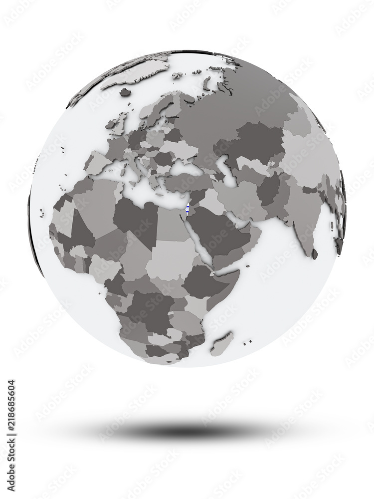 Israel on political globe isolated Israel on political globe isolated