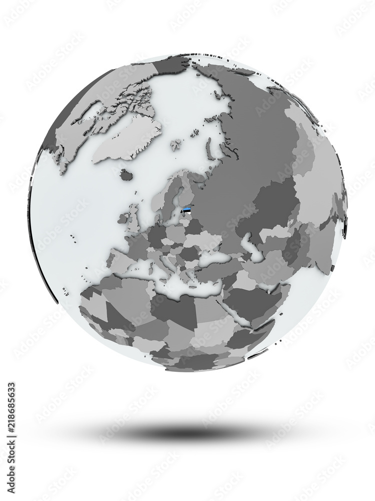Estonia on political globe isolated Estonia on political globe isolated