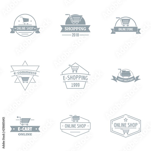 Shopping cart logo set. Simple set of 9 shopping cart vector logo for web isolated on white background