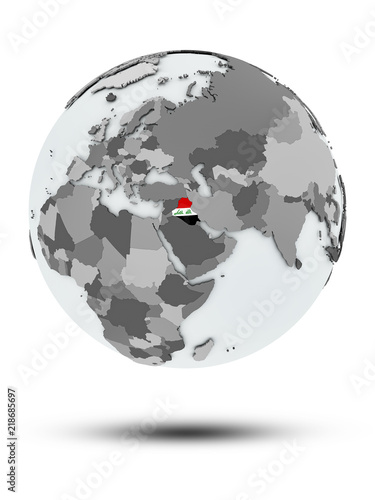 Iraq on political globe isolated