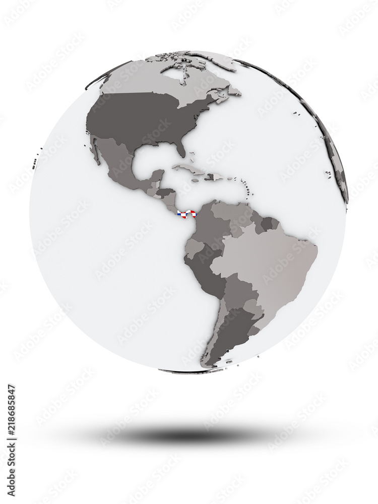Panama on political globe isolated Panama on political globe isolated