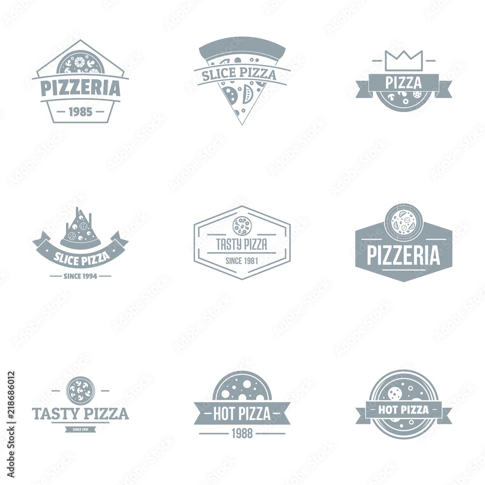 Tasty pizza logo set. Simple set of 9 tasty pizza vector logo for web isolated on white background
