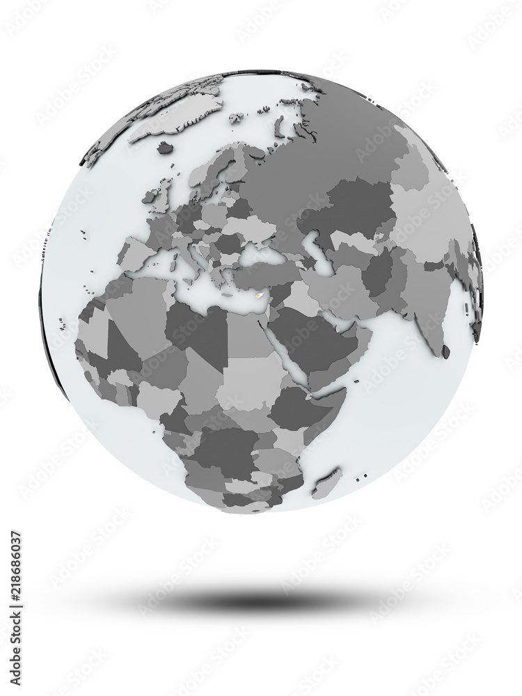 Cyprus on political globe isolated Cyprus on political globe isolated