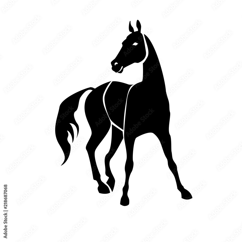 Vector isolated monochrome, stylized image of the horse Vector isolated monochrome, stylized image of the horse