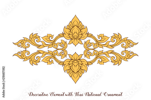 Set of elements of traditional Thai ornament. 