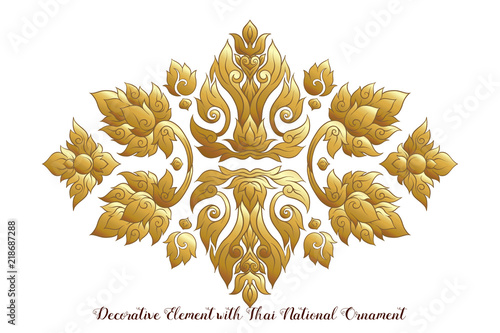 Set of gold elements of traditional Thai ornament.