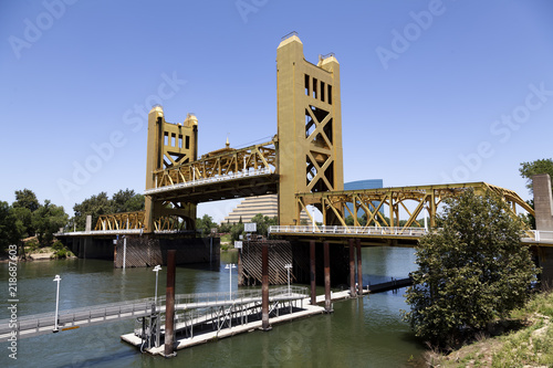 Sacramento Tower Bridge With Center Section Lifted