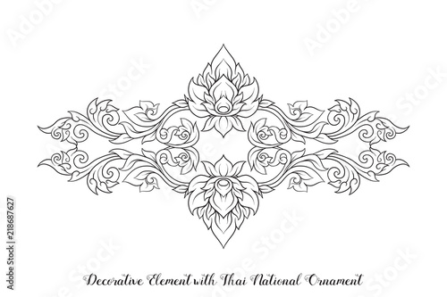 Set of outline elements of traditional Thai ornament. 