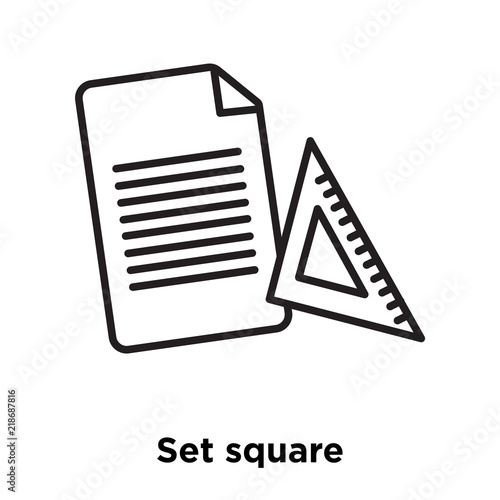 Set square icon vector isolated on white background, Set square sign , sign and symbols in thin linear outline style