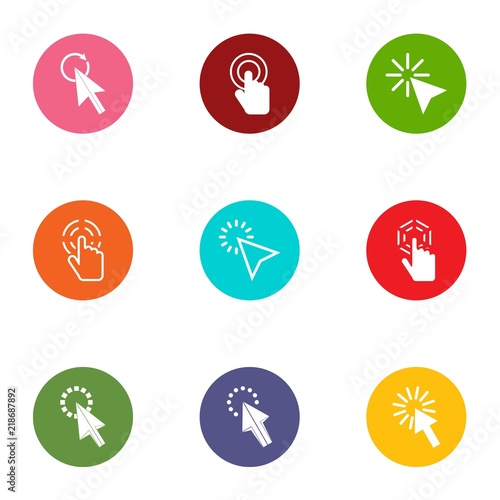 Clickthrough icons set. Flat set of 9 clickthrough vector icons for web isolated on white background