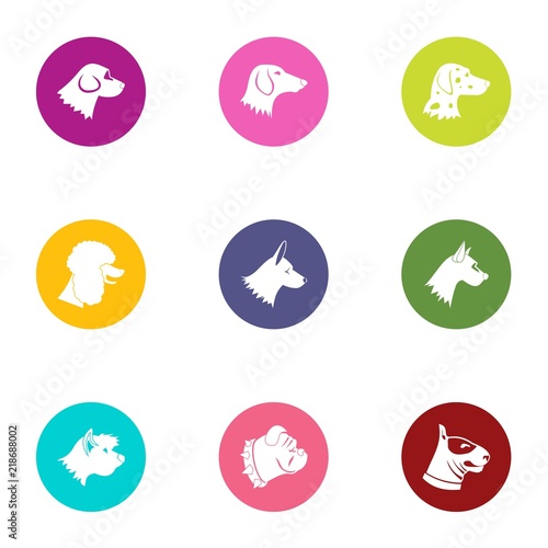 Dog hunter icons set. Flat set of 9 dog hunter vector icons for web isolated on white background