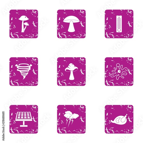 Permanent icons set. Grunge set of 9 permanent vector icons for web isolated on white background