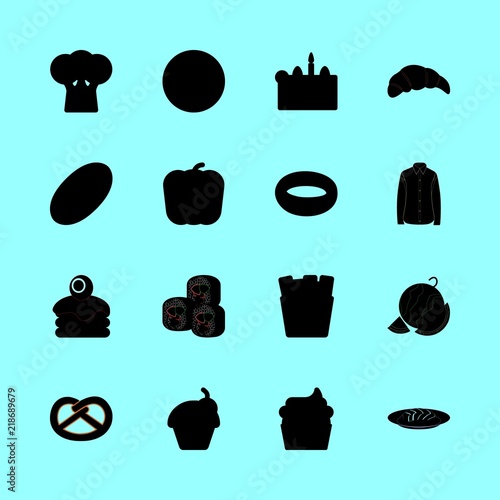 eat icons set. tuna, studio, treat and pie graphic works