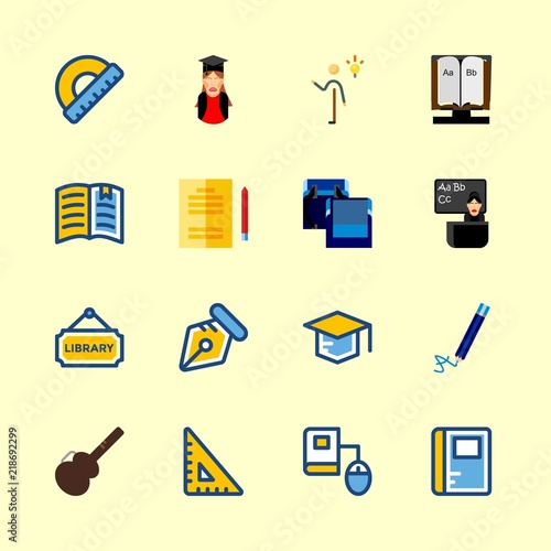 16 school icons set