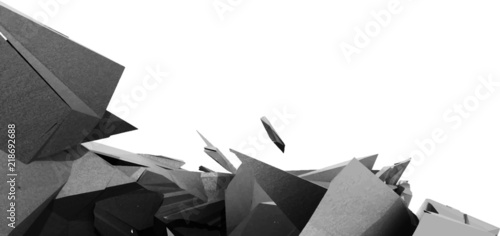 abstract shattered pieces background on white wallpaper vector