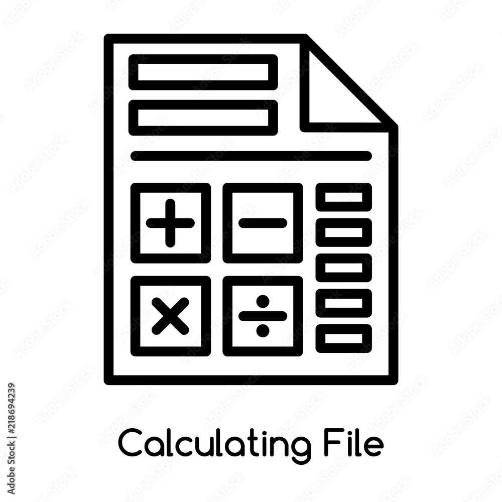 Calculating File icon vector isolated on white background, Calculating File sign , line or linear design elements in outline style Calculating File icon vector isolated on white background, Calculating File sign , line or linear design elements in outline style