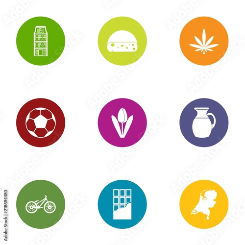 Milk chocolate icons set. Flat set of 9 milk chocolate vector icons for web isolated on white background