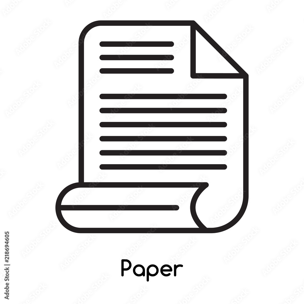 Paper icon vector isolated on white background, Paper sign , line or linear design elements in outline style Paper icon vector isolated on white background, Paper sign , line or linear design elements in outline style