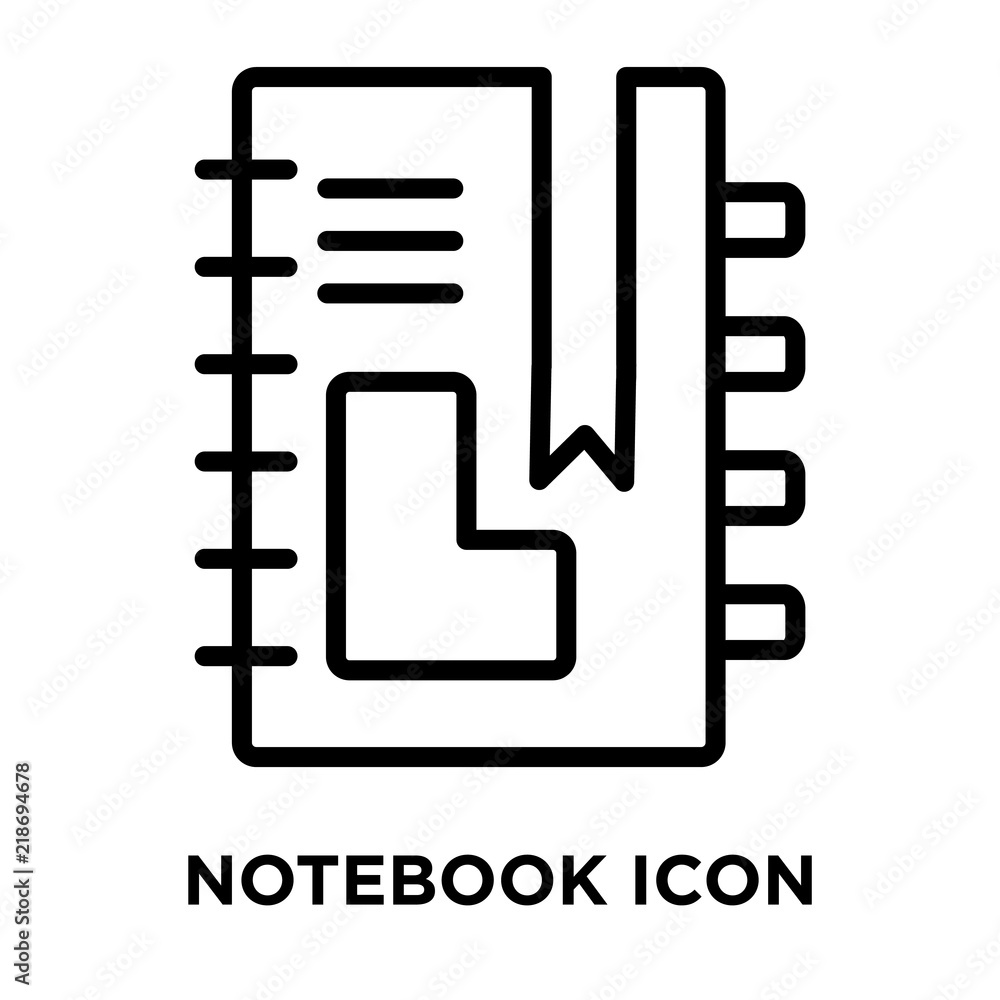 Notebook icon vector isolated on white background, Notebook sign , linear and stroke elements in outline style Notebook icon vector isolated on white background, Notebook sign , linear and stroke elements in outline style